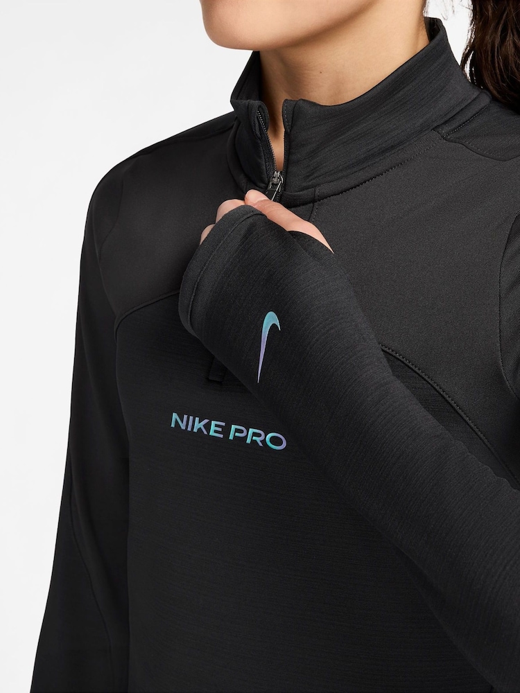 Nike Black Pro ThermaFIT 1/2 Zip Long Sleeve Top - Image 3 of 3 Nike Black Pro ThermaFIT 1/2 Zip Long Sleeve Top - Image 3 of 3