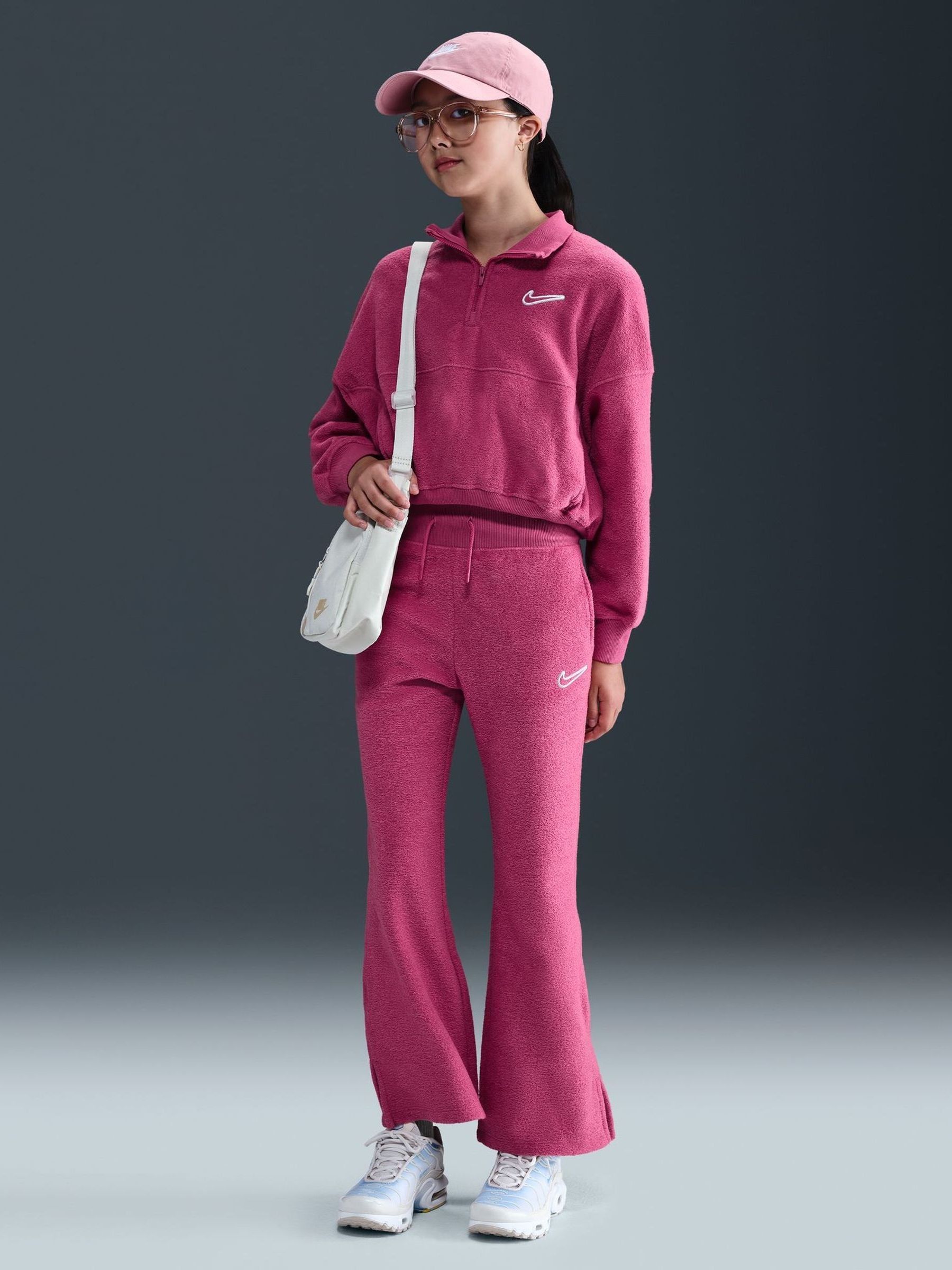 nike fleece tracksuit pink