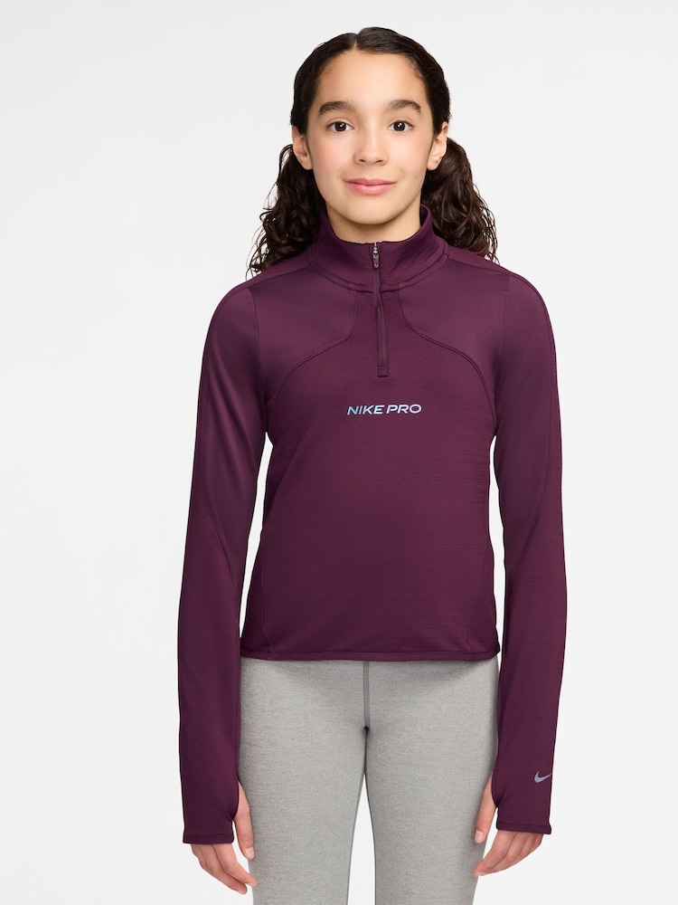 Nike Bordeaux Burgundy Pro ThermaFIT 1/2 Zip Long Sleeve Top - Image 1 of 3 Nike Bordeaux Burgundy Pro ThermaFIT 1/2 Zip Long Sleeve Top - Image 1 of 3