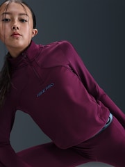 Nike Bordeaux Burgundy Pro ThermaFIT 1/2 Zip Long Sleeve Top - Image 4 of 8