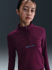 Nike Bordeaux Burgundy Pro ThermaFIT 1/2 Zip Long Sleeve Top - Image 5 of 8