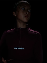 Nike Bordeaux Burgundy Pro ThermaFIT 1/2 Zip Long Sleeve Top - Image 7 of 8