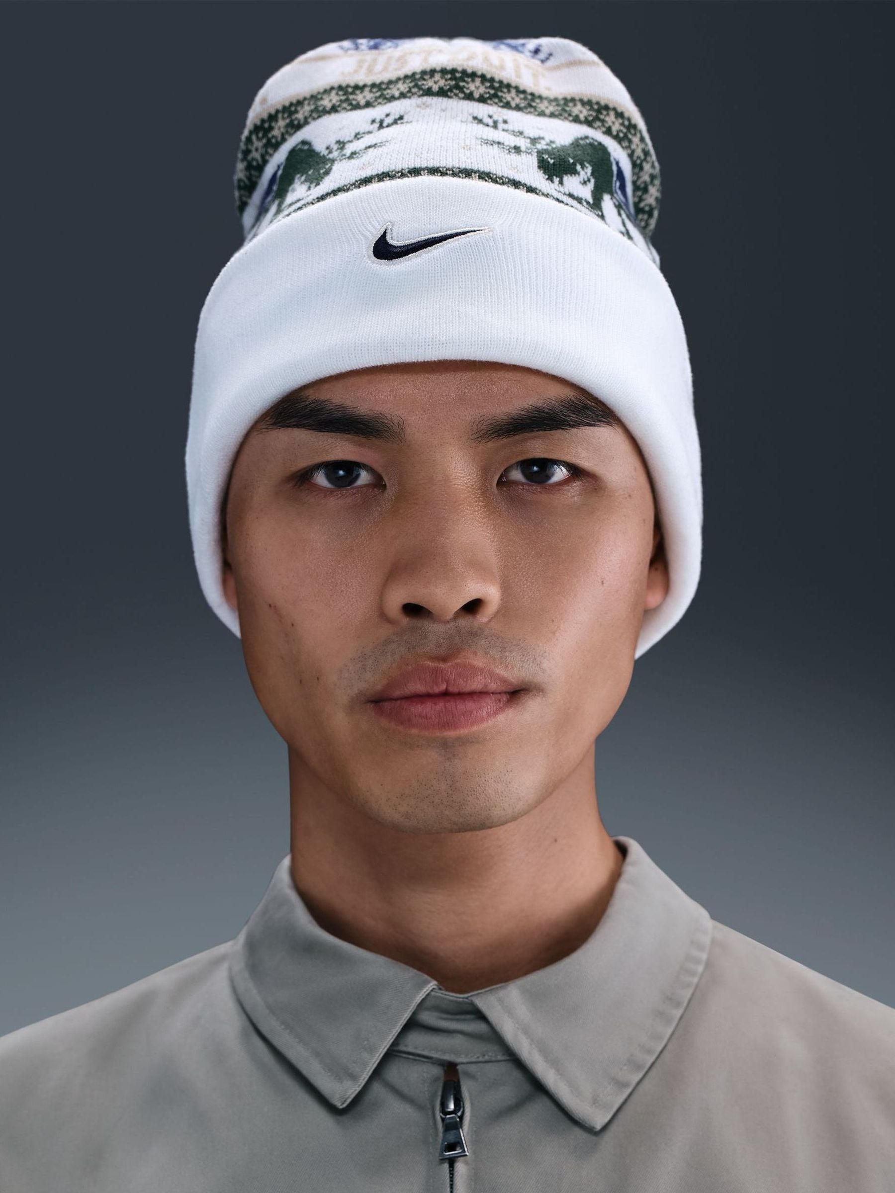 black and white nike beanie