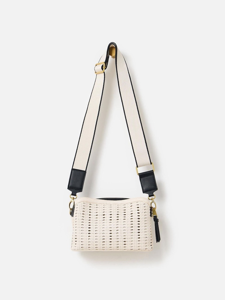 Oliver Bonas Cream Issie Weave Crossbody Bag - Image 2 of 7 Oliver Bonas Cream Issie Weave Crossbody Bag - Image 2 of 7