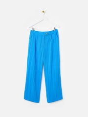 Oliver Bonas Blue Regular Tab Detail Wide Leg Trousers - Image 4 of 9