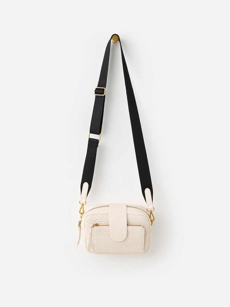 Oliver Bonas Cream Charlee Weave Crossbody Bag - Image 1 of 1