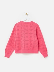 Oliver Bonas Pink 100% Cotton Square Broderie Sweatshirt - Image 2 of 5