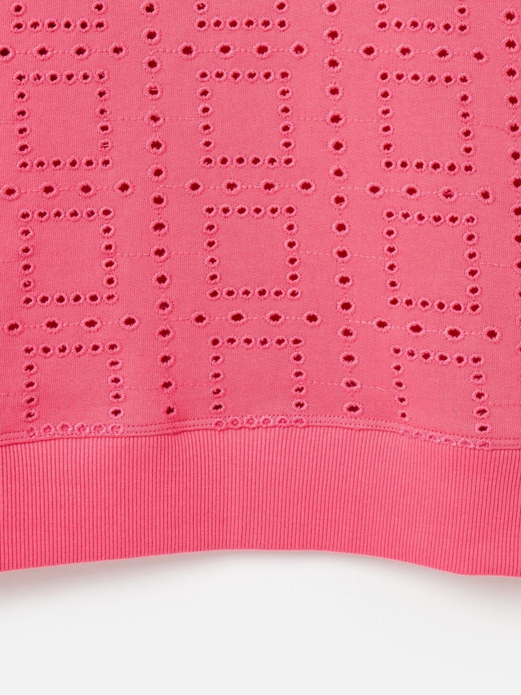 Oliver Bonas Pink 100% Cotton Square Broderie Sweatshirt - Image 4 of 5