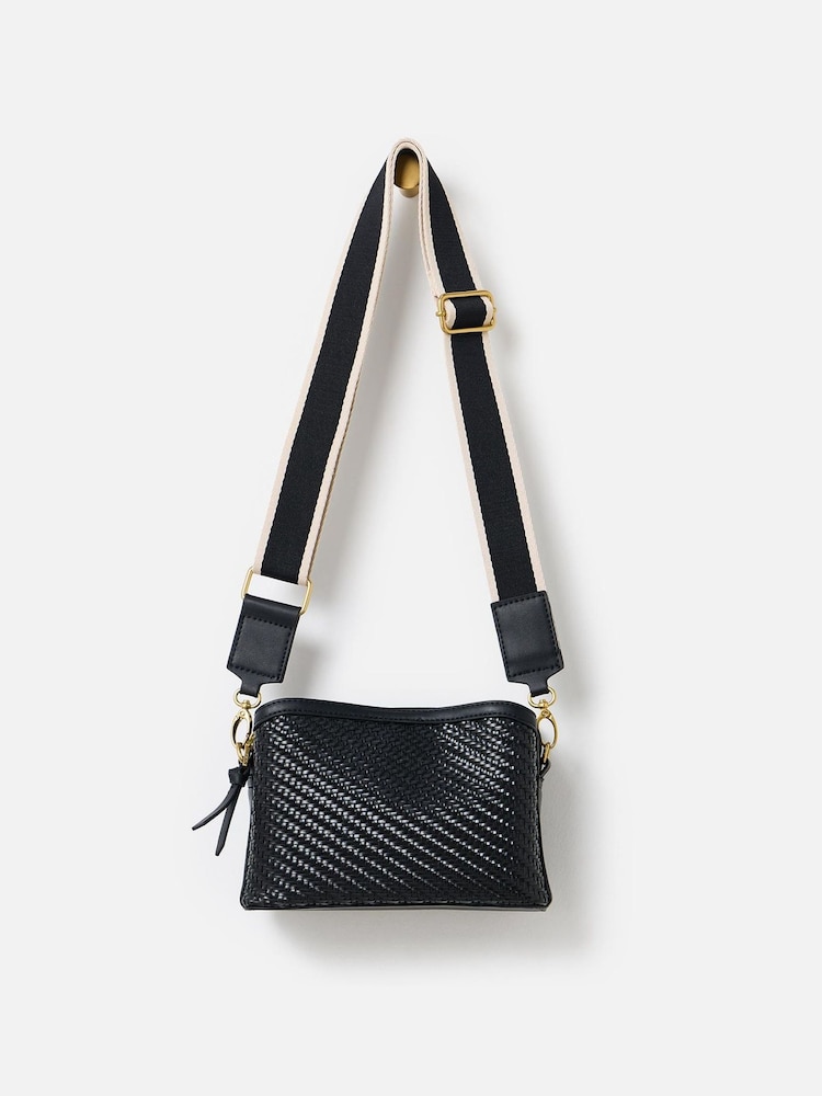 Oliver Bonas Black Issie Weave Cross-Body Bag - Image 1 of 7