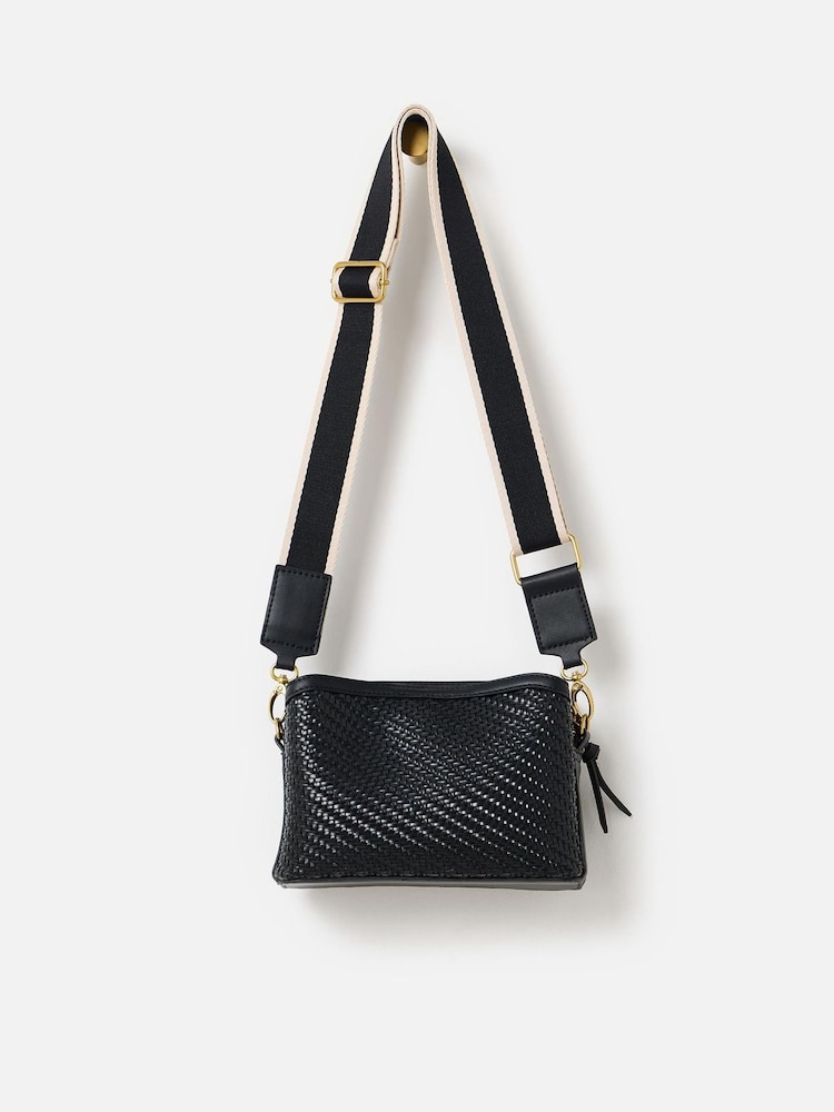 Oliver Bonas Black Issie Weave Cross-Body Bag - Image 2 of 7