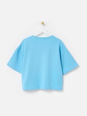 Oliver Bonas Blue 100% Cotton Short Sleeve Sweatshirt - Image 2 of 5
