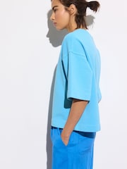 Oliver Bonas Blue 100% Cotton Short Sleeve Sweatshirt - Image 3 of 5