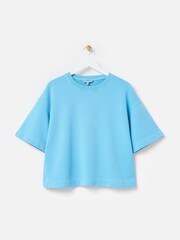 Oliver Bonas Blue 100% Cotton Short Sleeve Sweatshirt - Image 4 of 5