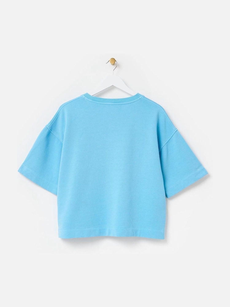 Oliver Bonas Blue 100% Cotton Short Sleeve Sweatshirt - Image 5 of 5
