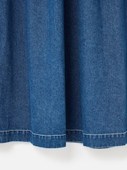 Oliver Bonas Blue Denim Collared Zip Up Midi Dress - Image 5 of 5