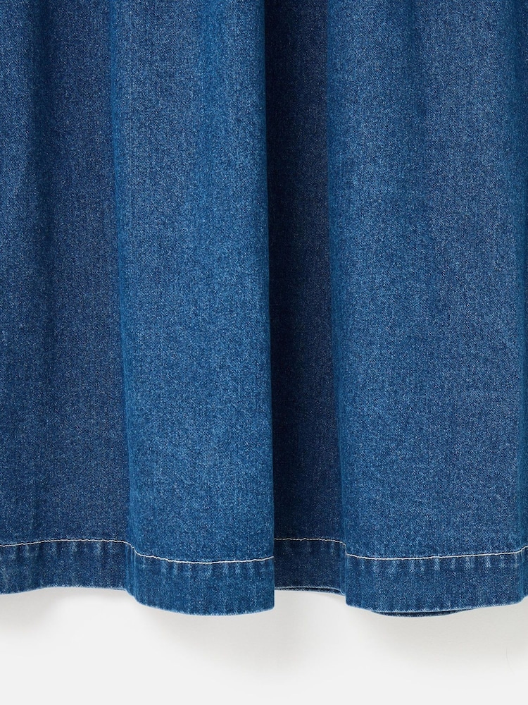 Oliver Bonas Blue Denim Collared Zip Up Midi Dress - Image 5 of 5