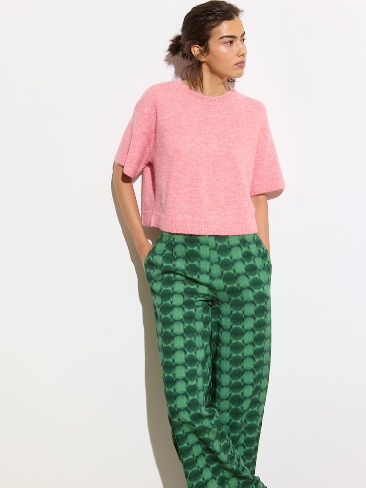 Oliver Bonas Pink Short Sleeve Knitted Shell Top - Image 3 of 8