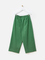 Oliver Bonas Green Tie Waist Cropped Wide Leg Trousers - Image 2 of 5
