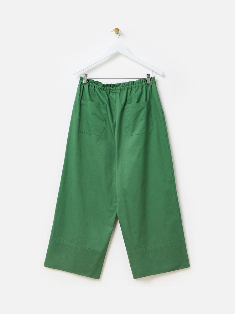 Oliver Bonas Green Tie Waist Cropped Wide Leg Trousers - Image 2 of 5