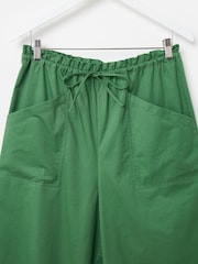 Oliver Bonas Green Tie Waist Cropped Wide Leg Trousers - Image 3 of 5