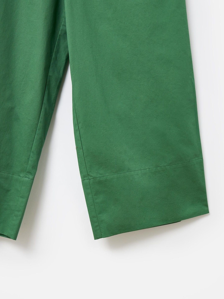 Oliver Bonas Green Tie Waist Cropped Wide Leg Trousers - Image 5 of 5