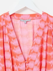 Oliver Bonas Pink Gingham V-Neck Midi Dress - Image 6 of 8
