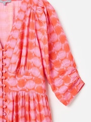 Oliver Bonas Pink Gingham V-Neck Midi Dress - Image 7 of 8