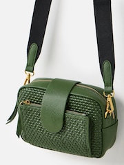 Oliver Bonas Green Charlee Weave Crossbody Bag - Image 3 of 6