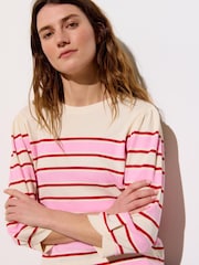 Oliver Bonas Pink Striped Jersey T-Shirt - Image 1 of 7