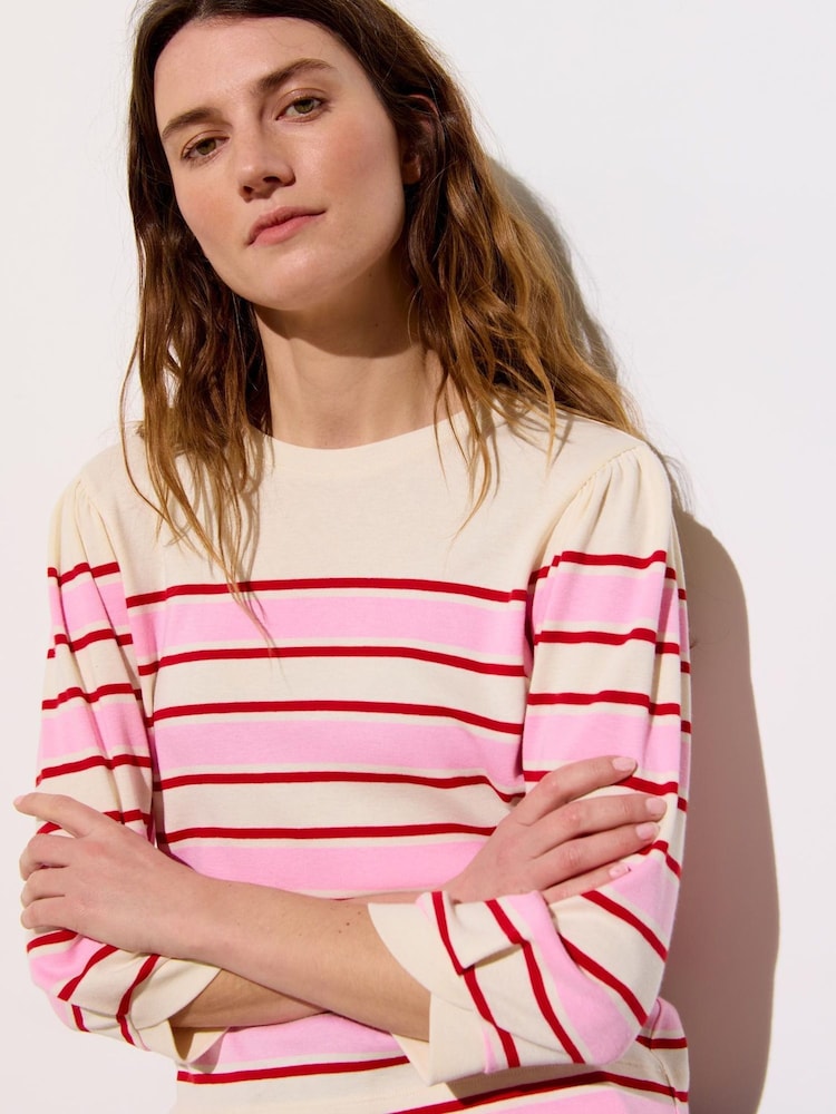 Oliver Bonas Pink Striped Jersey T-Shirt - Image 1 of 7