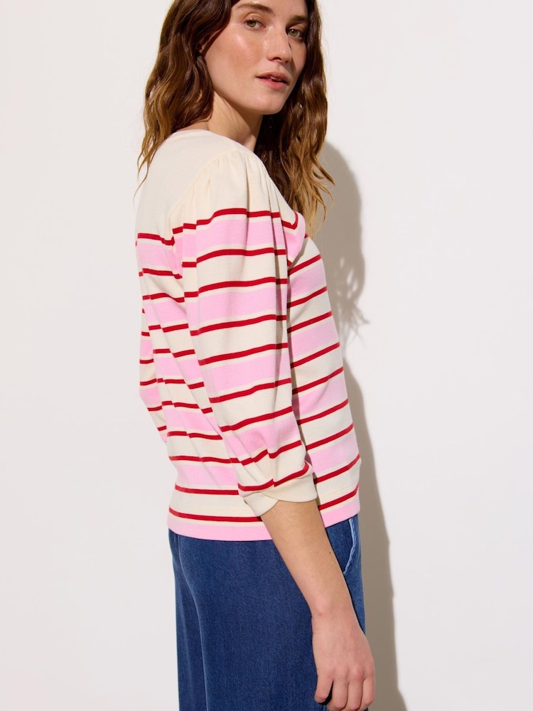 Oliver Bonas Pink Striped Jersey T-Shirt - Image 2 of 7
