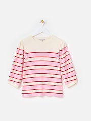 Oliver Bonas Pink Striped Jersey T-Shirt - Image 3 of 7