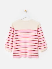 Oliver Bonas Pink Striped Jersey T-Shirt - Image 4 of 7