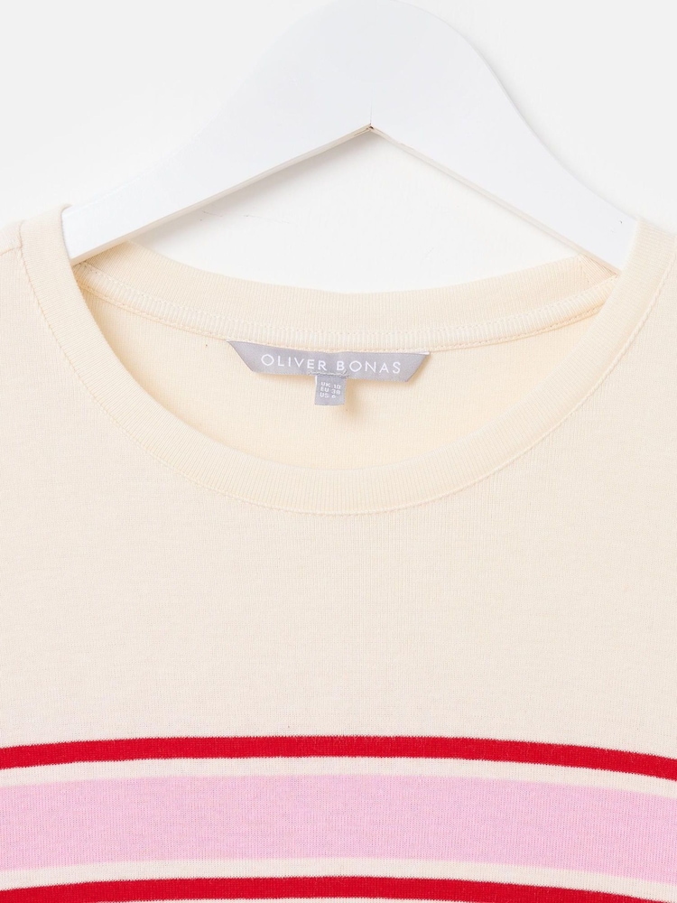 Oliver Bonas Pink Striped Jersey T-Shirt - Image 5 of 7