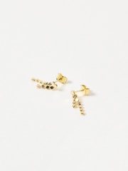 Oliver Bonas Gold Plated Demi Disc Double Drop Earrings - Image 1 of 4
