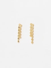 Oliver Bonas Gold Plated Demi Disc Double Drop Earrings - Image 2 of 4