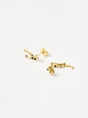 Oliver Bonas Gold Plated Demi Disc Double Drop Earrings - Image 3 of 4