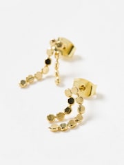 Oliver Bonas Gold Plated Demi Disc Double Drop Earrings - Image 4 of 4