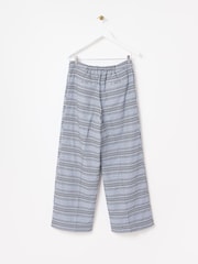 Oliver Bonas Blue Gingham Embroidered Wide Leg Trousers - Image 2 of 6