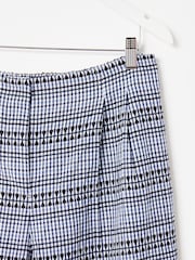 Oliver Bonas Blue Gingham Embroidered Wide Leg Trousers - Image 3 of 6