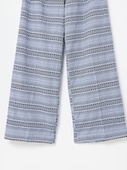 Oliver Bonas Blue Gingham Embroidered Wide Leg Trousers - Image 5 of 6