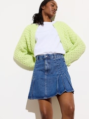 Oliver Bonas Blue Denim Pleated Mini Skirt - Image 1 of 7