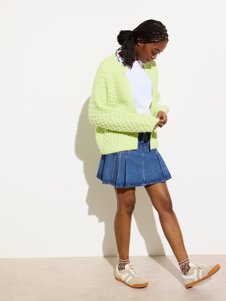 Oliver Bonas Blue Denim Pleated Mini Skirt - Image 2 of 7