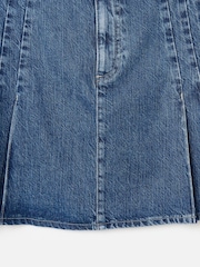 Oliver Bonas Blue Denim Pleated Mini Skirt - Image 7 of 7