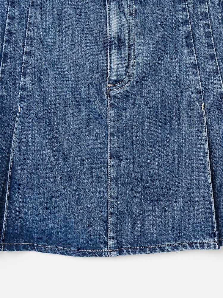 Oliver Bonas Blue Denim Pleated Mini Skirt - Image 7 of 7 Oliver Bonas Blue Denim Pleated Mini Skirt - Image 7 of 7