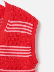 Oliver Bonas Red Striped Button Up Knitted Waistcoat - Image 4 of 5