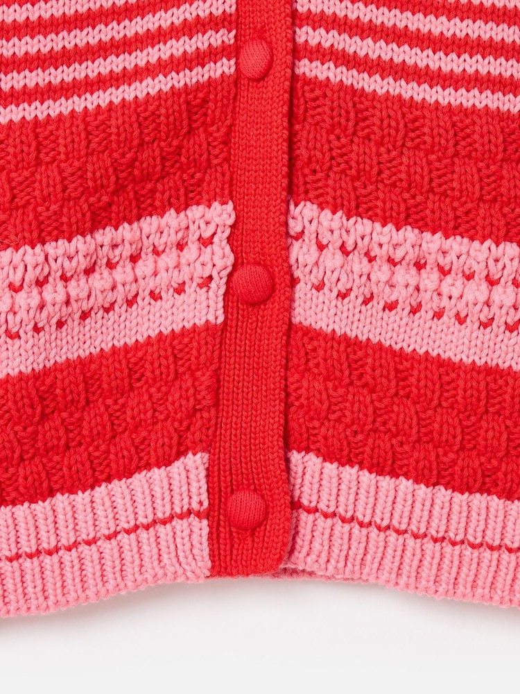 Oliver Bonas Red Striped Button Up Knitted Waistcoat - Image 5 of 5