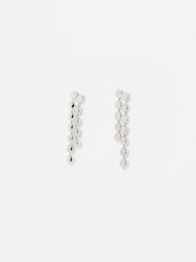 Oliver Bonas Silver Plated Demi Disc Double Drop Earrings - Image 2 of 4