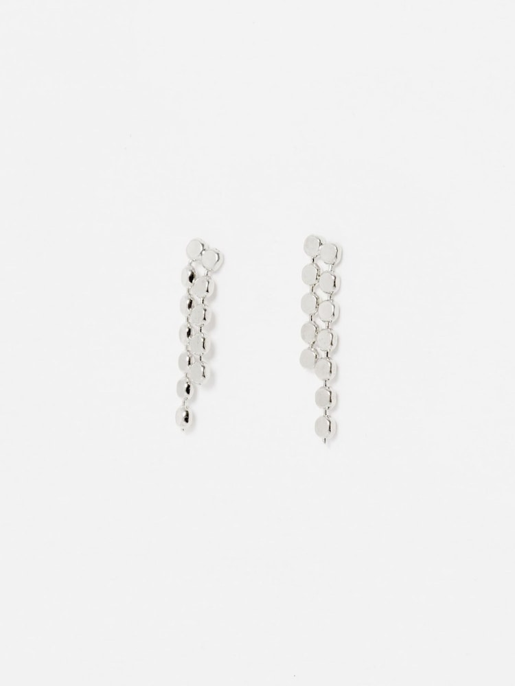 Oliver Bonas Silver Plated Demi Disc Double Drop Earrings - Image 2 of 4