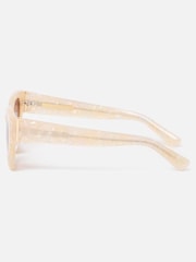 Oliver Bonas Cream Marbled Angled Cat Eye Acetate Sunglasses - Image 3 of 5